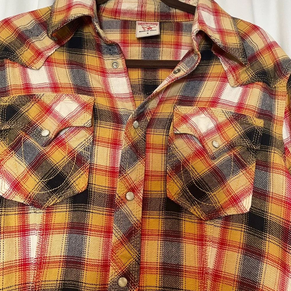 True Religion Multicolor Plaid Casual Button Down Shirt